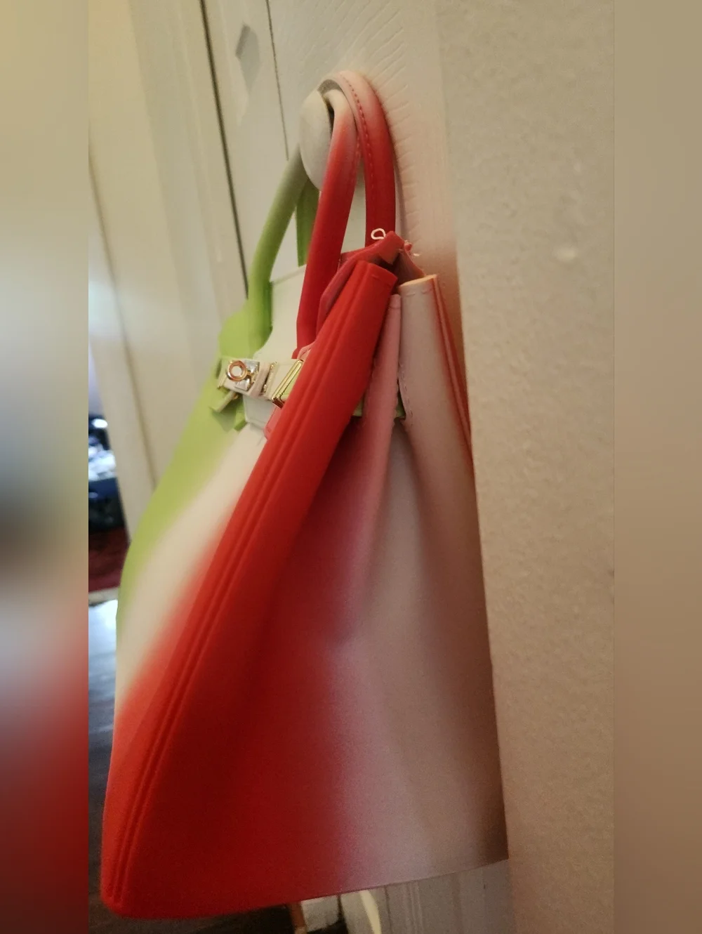 Jelly Bag!! Tricolor Gradient Tote Bag - Green White Red NWOT